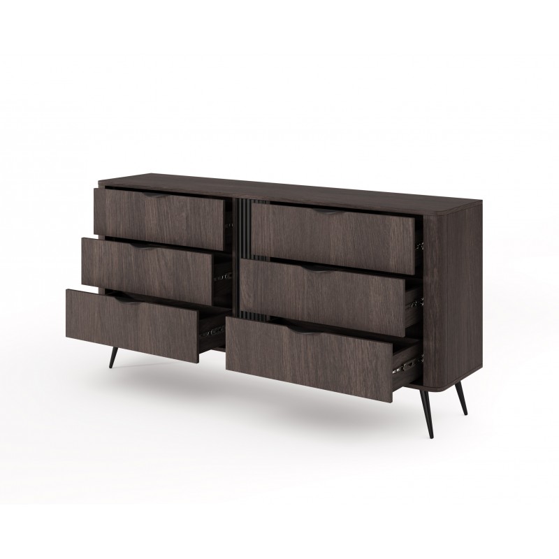Kommode ARVIS - Luxus Design, 6 Schubladen, Eiche Dunin + Schwarz 2/9