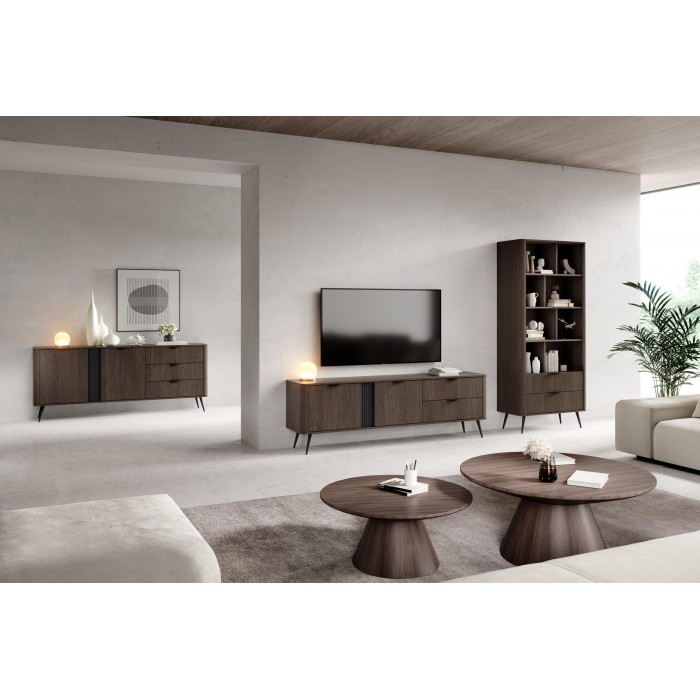 RTV Schrank ARVIS 195 cm Moderner TV-Schrank mit Schubladen Eiche Dunin + Schwarz