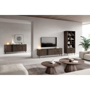 RTV Schrank ARVIS 195 cm Moderner TV-Schrank mit Schubladen Eiche Dunin + Schwarz 6/9