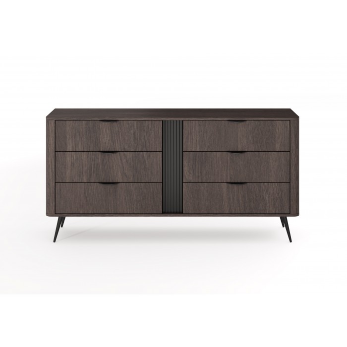 Kommode ARVIS - Luxus Design, 6 Schubladen, Eiche Dunin + Schwarz