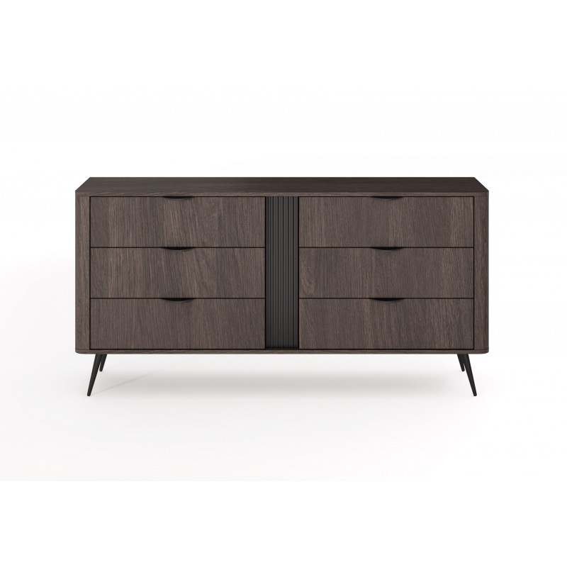 Kommode ARVIS - Luxus Design, 6 Schubladen, Eiche Dunin + Schwarz 4/9