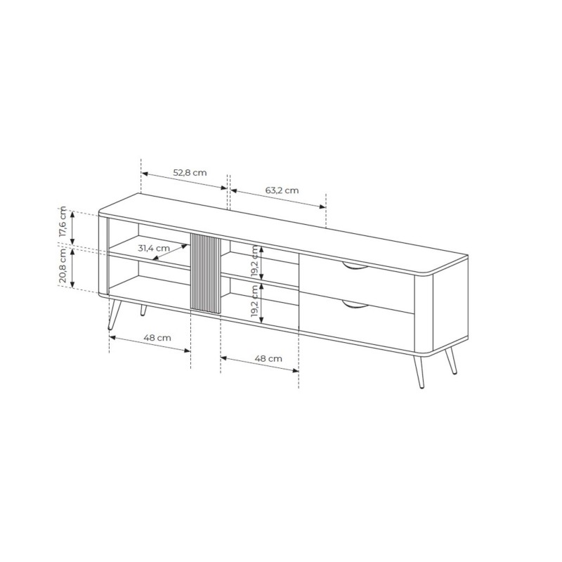 RTV Schrank ARVIS 195 cm Moderner TV-Schrank mit Schubladen Eiche Dunin + Schwarz 7/9