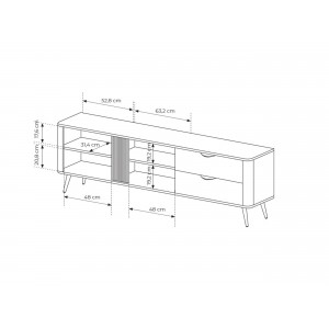 RTV Schrank ARVIS 195 cm Moderner TV-Schrank mit Schubladen Eiche Dunin + Schwarz 7/9