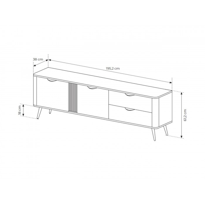RTV Schrank ARVIS 195 cm Moderner TV-Schrank mit Schubladen Eiche Dunin + Schwarz