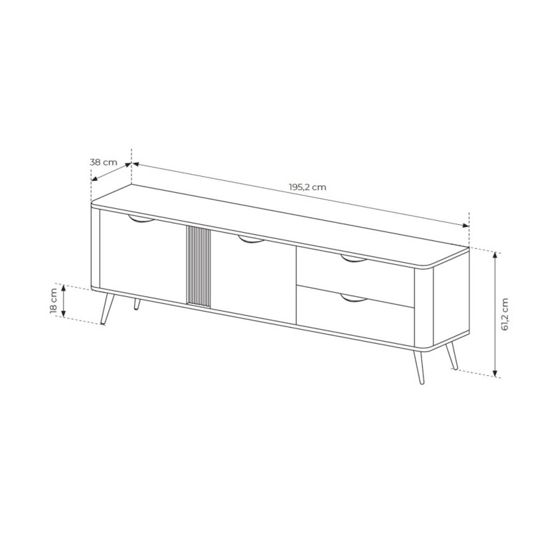 RTV Schrank ARVIS 195 cm Moderner TV-Schrank mit Schubladen Eiche Dunin + Schwarz 8/9