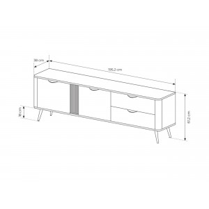 RTV Schrank ARVIS 195 cm Moderner TV-Schrank mit Schubladen Eiche Dunin + Schwarz 8/9