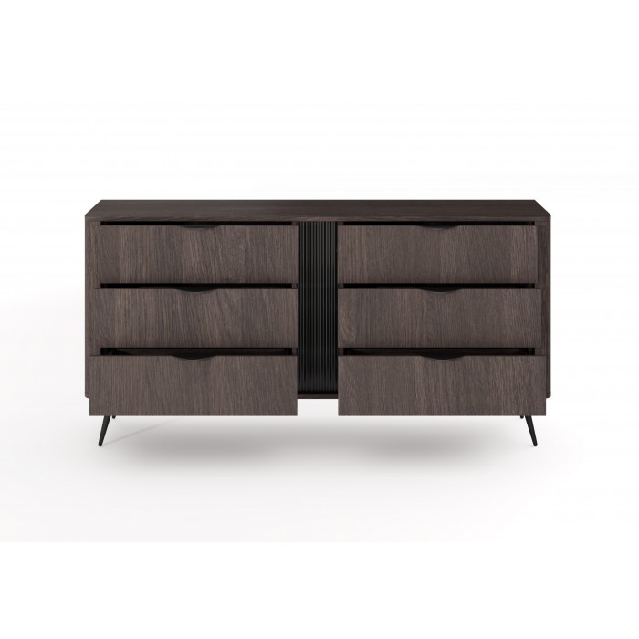 Kommode ARVIS - Luxus Design, 6 Schubladen, Eiche Dunin + Schwarz