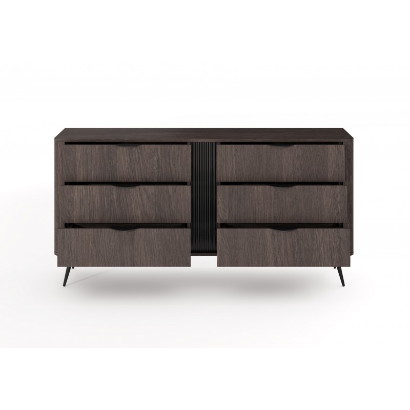 Kommode ARVIS - Luxus Design, 6 Schubladen, Eiche Dunin + Schwarz 5/9