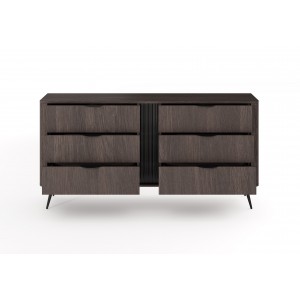 Kommode ARVIS - Luxus Design, 6 Schubladen, Eiche Dunin + Schwarz 5/9