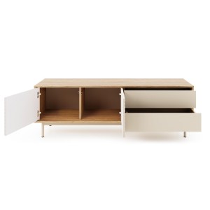 LATILO RTV-Schrank in Kaschmir mit Eichenholzkorpus und eleganter LED-Beleuchtung 2/9