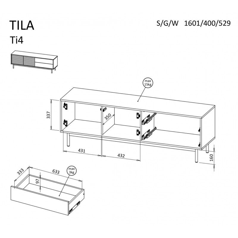 LATILO RTV-Schrank in Kaschmir mit Eichenholzkorpus und eleganter LED-Beleuchtung 5/9
