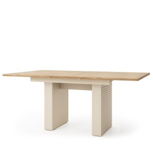 Eleganter Klapptisch LATILO in Kaschmir und geölter Eiche - ideal für Esszimmer und Wohnzimmer 1/9