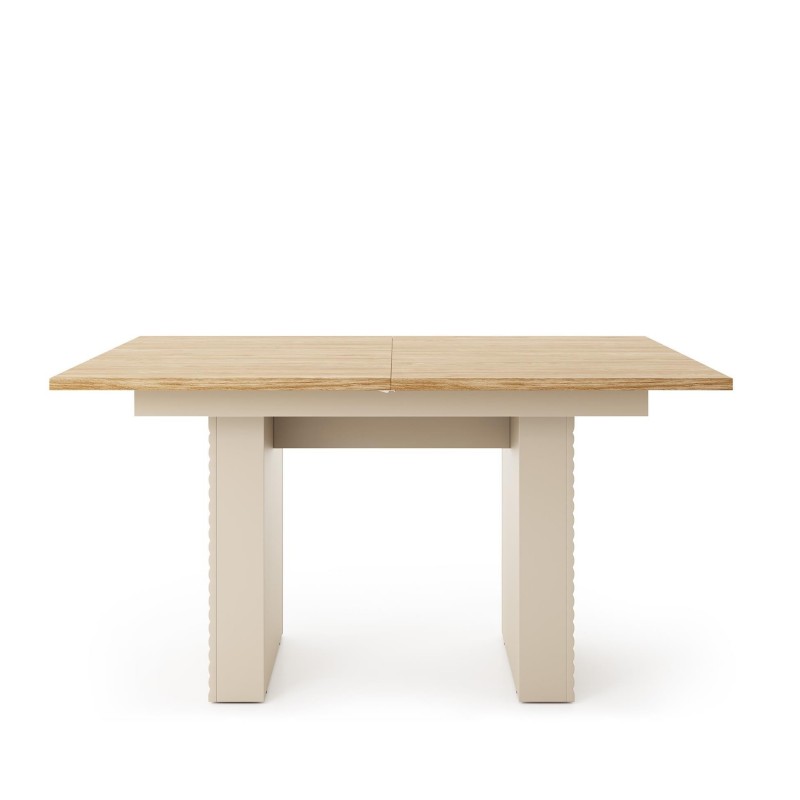 Eleganter Klapptisch LATILO in Kaschmir und geölter Eiche - ideal für Esszimmer und Wohnzimmer 2/9