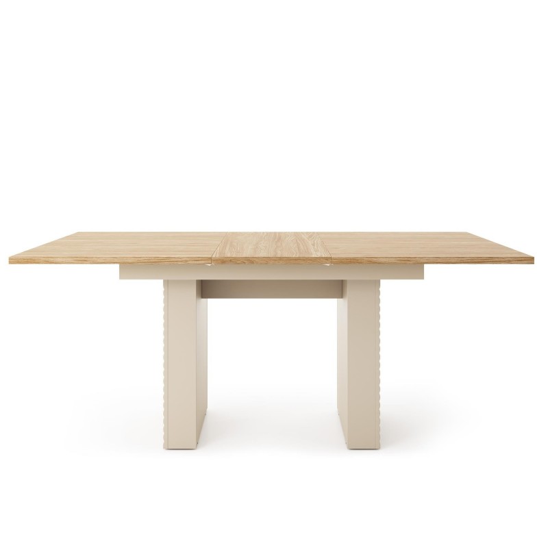 Eleganter Klapptisch LATILO in Kaschmir und geölter Eiche - ideal für Esszimmer und Wohnzimmer 3/9