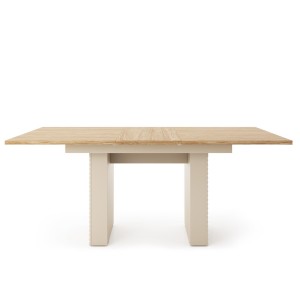 Eleganter Klapptisch LATILO in Kaschmir und geölter Eiche - ideal für Esszimmer und Wohnzimmer 3/9