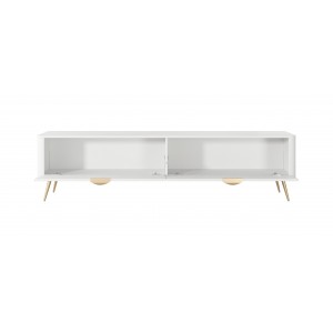 RTV-Schrank LANTE 200 cm in Weiß - geriffelte Fronten, goldene Details 2/9