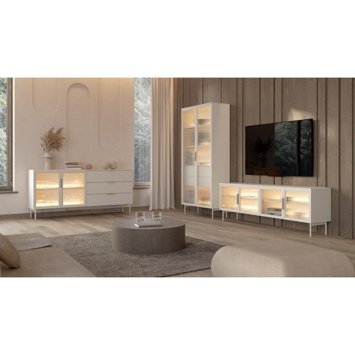 RTV Schrank ILUMI 4D in Kaschmir für das Wohnzimmer