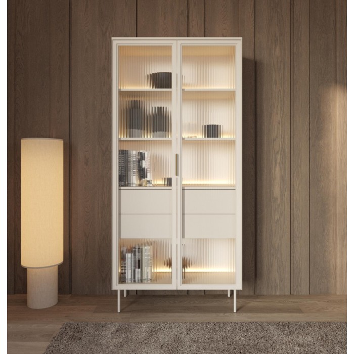 Zweitürige Vitrine ILUMI tall aus Kaschmir