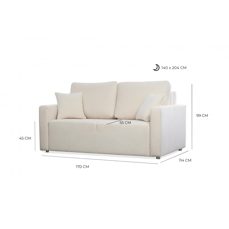 Modernes Zweisitzer-Sofa MIRA mit Schlaffunktion in Beige 6/9