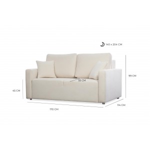 Modernes Zweisitzer-Sofa MIRA mit Schlaffunktion in Beige 6/9
