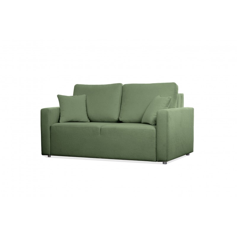 Grünes Zweisitzer-Sofa MIRA mit Bettzeugablage für das Wohnzimmer 1/9