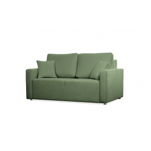 Grünes Zweisitzer-Sofa MIRA mit Bettzeugablage für das Wohnzimmer 1/9