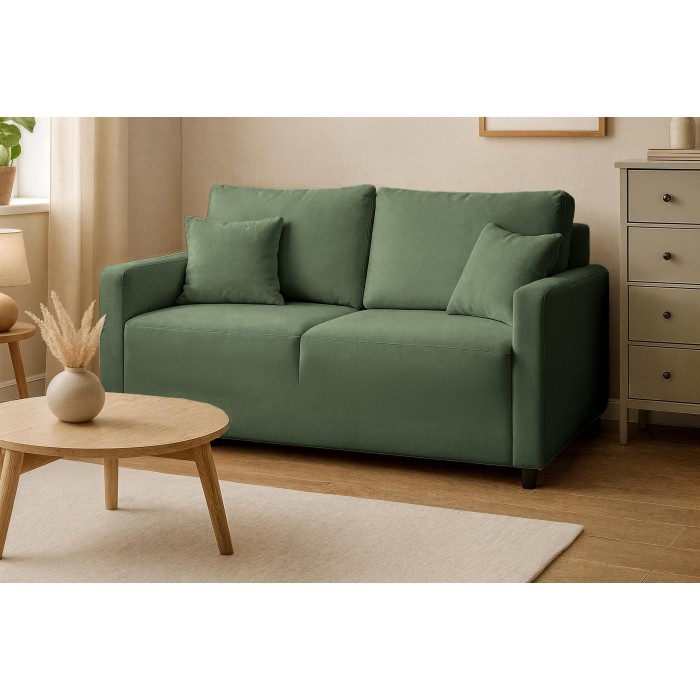 Grünes Zweisitzer-Sofa MIRA mit Bettzeugablage...