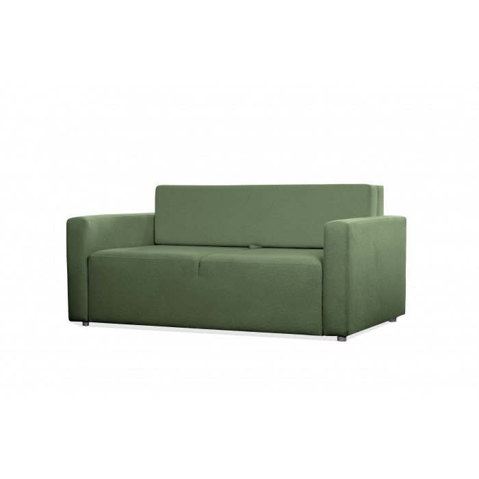 Grünes Zweisitzer-Sofa MIRA mit Bettzeugablage für das Wohnzimmer