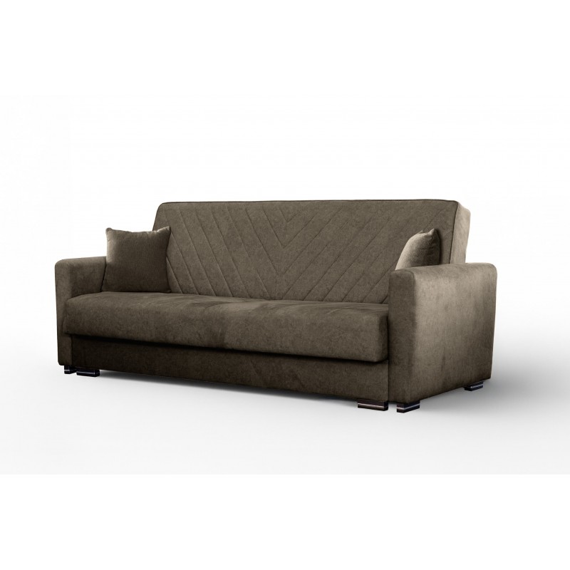 Braunes Polstersofa VERA mit Schlaffunktion und gesteppter Rückenlehne für den Wohnbereich 1/9