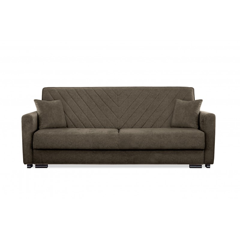 Braunes Polstersofa VERA mit Schlaffunktion und gesteppter Rückenlehne für den Wohnbereich 2/9