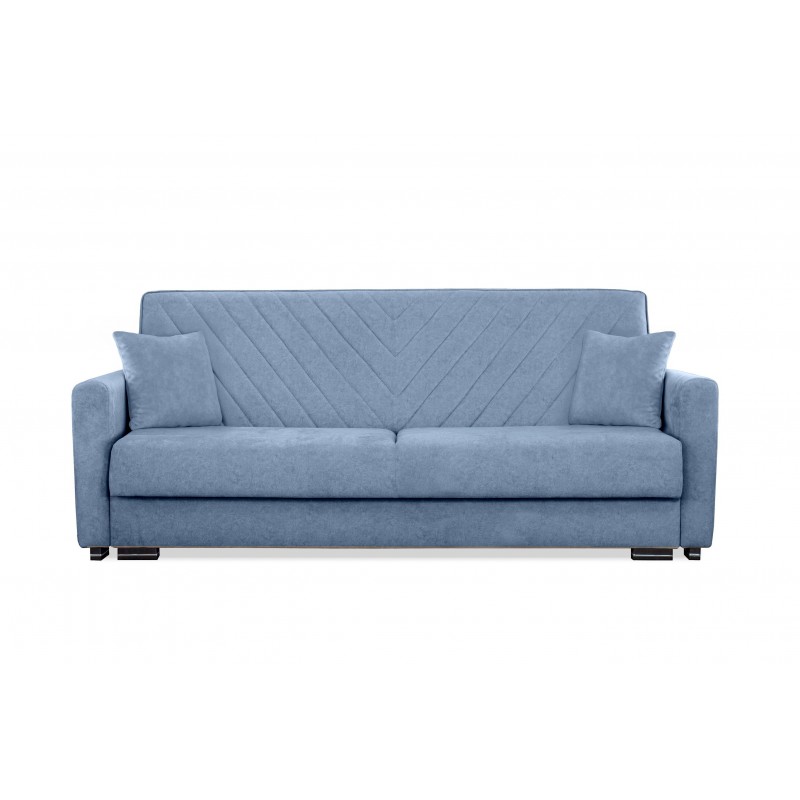 VERA blaues Steppsofa mit Schlaffunktion und Bettzeugablage für das Wohnzimmer 2/9