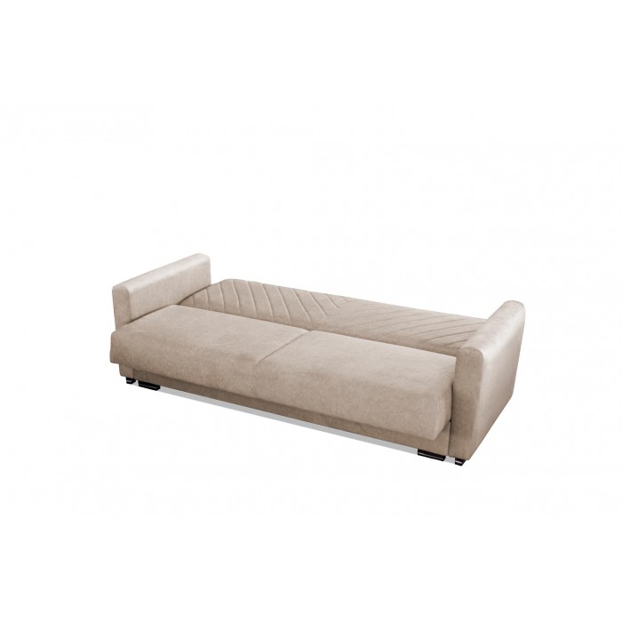 VERA blaues Steppsofa mit Schlaffunktion und Bettzeugablage für das Wohnzimmer