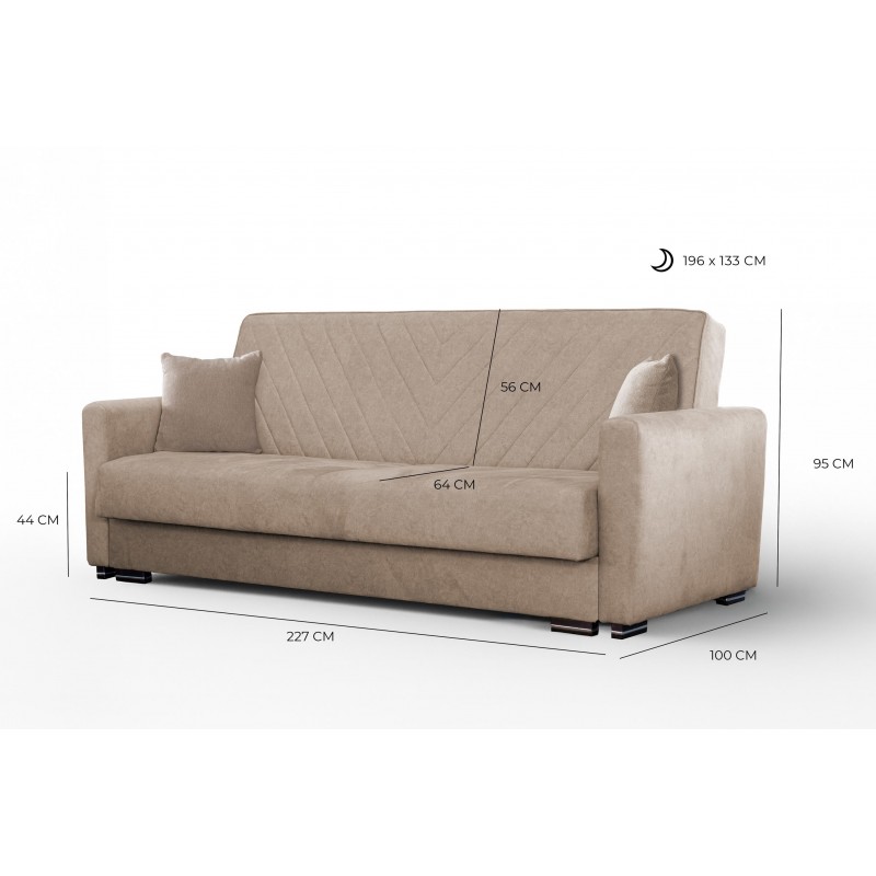 VERA blaues Steppsofa mit Schlaffunktion und Bettzeugablage für das Wohnzimmer 6/9