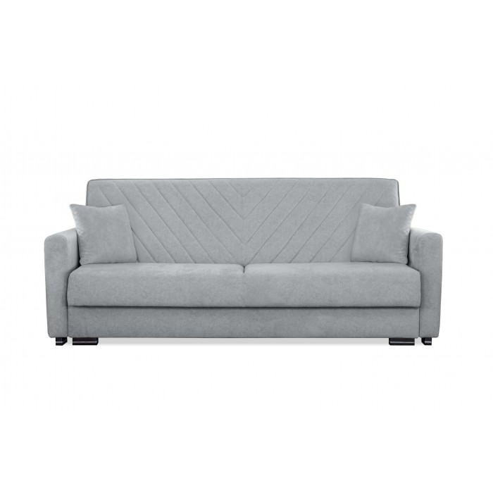 Bequemes graues VERA Sofa mit Schlaffunktion und gesteppter Rückenlehne für das Wohnzimmer