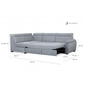 RAVINI Ecksofa in Veloursgrün mit gesteppter Rückenlehne, Schlaffunktion und verstellbaren Kopfstützen 6/9