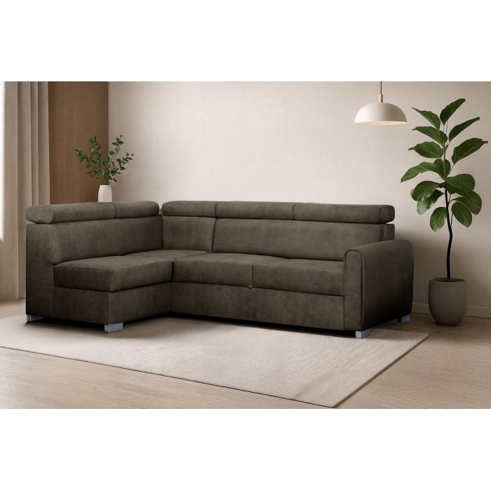 COVO Velours-Ecksofa mit Schlaffunktion und...