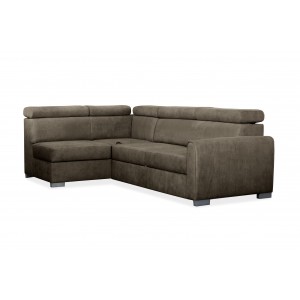 COVO Velours-Ecksofa mit Schlaffunktion und verstellbaren Kopfstützen braun 3/9