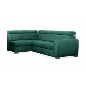 COVO Velours-Ecksofa mit Bettzeugablage und verstellbaren Kopfstützen grün 3/9