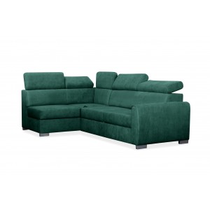COVO Velours-Ecksofa mit Bettzeugablage und verstellbaren Kopfstützen grün 4/9