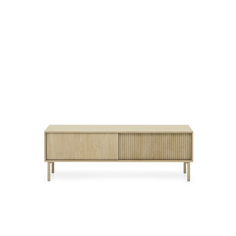 AVIRO RTV Schrank mit geriffelter Oberfläche - leichtes Design im skandinavischen Stil, Eiche Cremona 3/9
