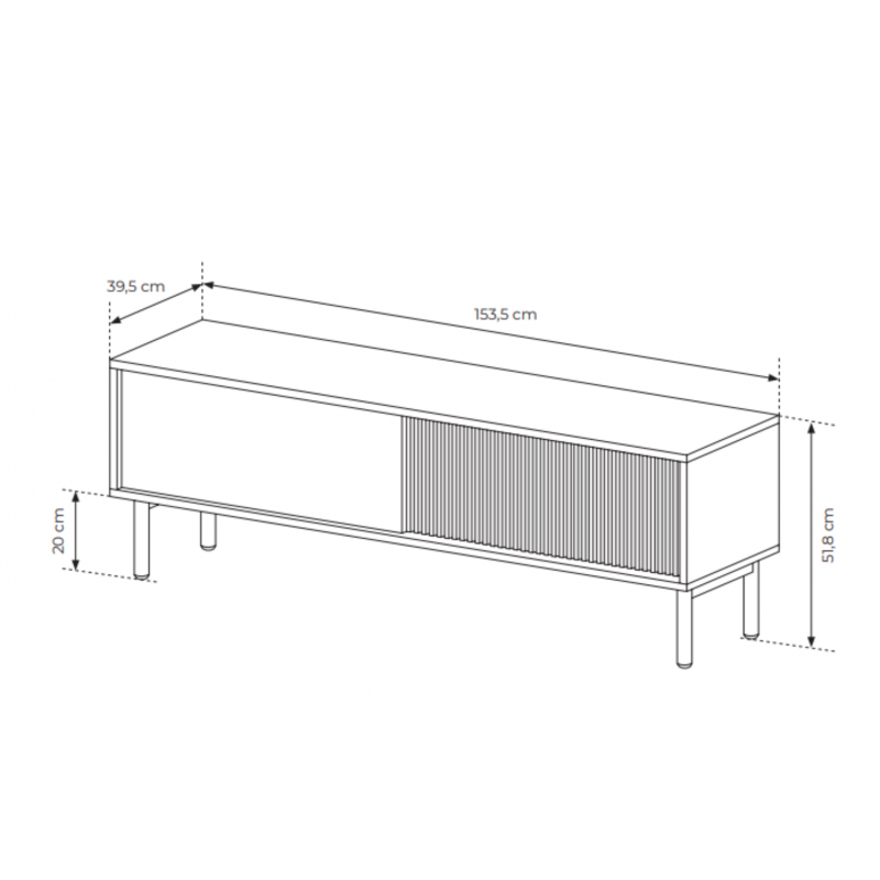 AVIRO RTV Schrank mit geriffelter Oberfläche - leichtes Design im skandinavischen Stil, Eiche Cremona 5/9