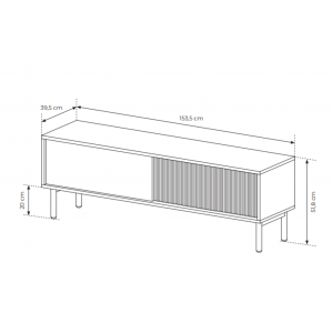 AVIRO RTV Schrank mit geriffelter Oberfläche - leichtes Design im skandinavischen Stil, Eiche Cremona 5/9