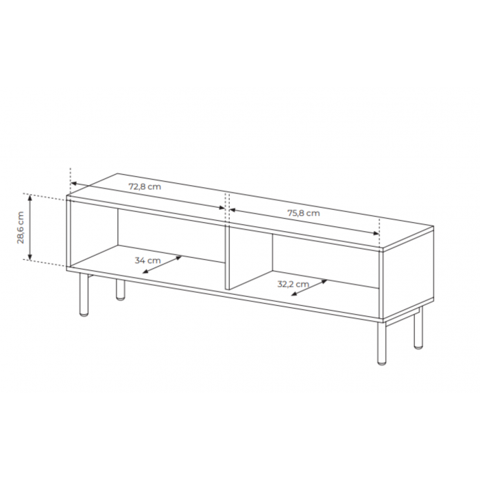 AVIRO RTV Schrank mit geriffelter Oberfläche - leichtes Design im skandinavischen Stil, Eiche Cremona