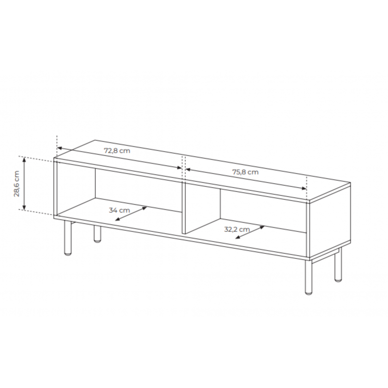 AVIRO RTV Schrank mit geriffelter Oberfläche - leichtes Design im skandinavischen Stil, Eiche Cremona 6/9