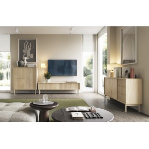 AVIRO breiter RTV-Schrank auf hohen Beinen - natürliche Eleganz und moderner Charakter, Eiche Cremona 4/9