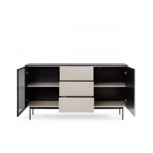 Zweitürige Kommode Cashmere RITA Glasfront mit LED-Beleuchtung 3/9