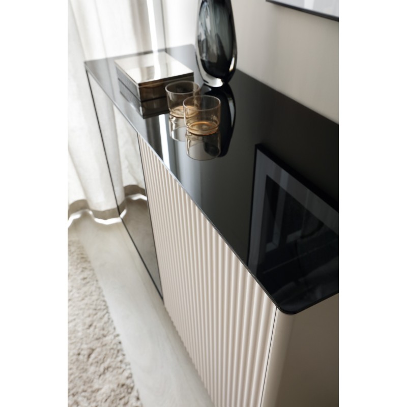 Zweitürige Kommode Cashmere RITA Glasfront mit LED-Beleuchtung 5/9