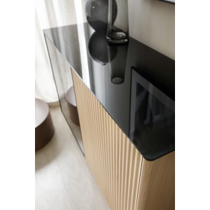 Moderner zweitüriger RITA RTV-Schrank mit gefräster Front und LED-Beleuchtung Eiche vincenza 5/9
