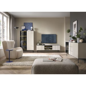Eleganter Nachttisch RITA aus Kaschmir mit Schublade und LED-Beleuchtung für moderne Innenräume 5/9