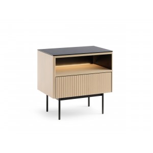 Eleganter Nachttisch RITA mit Schublade und LED-Beleuchtung für moderne Innenräume Eiche vincenza 1/9